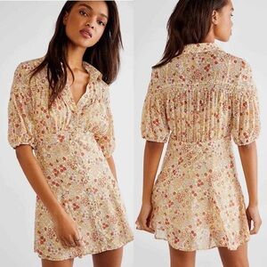 Free People Bonnie Mini Dress in Tea Combo size S